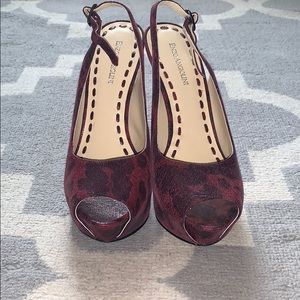 Enzo Angiolini Dark Red Cheetah Peep Toe Slingback